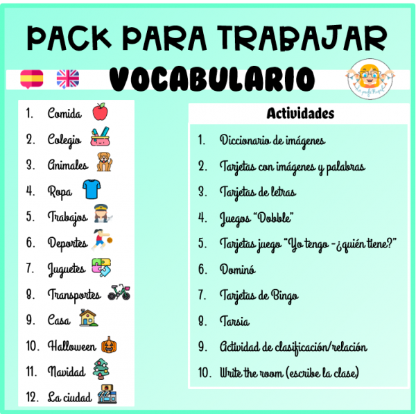 Pack para trabajar vocabulario (ING)
