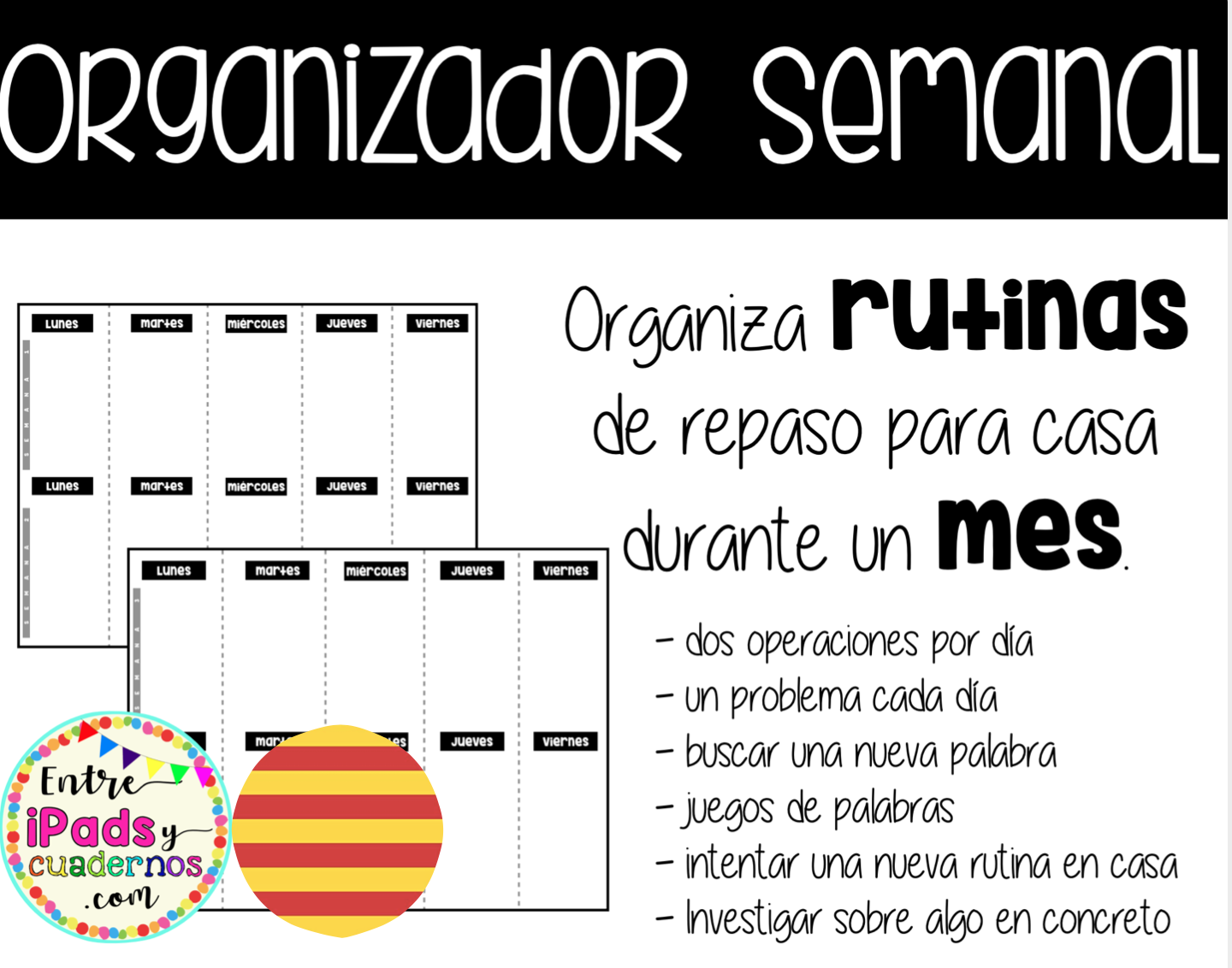 Organizador / Plantilla deberes mensuales en CATALÁN
