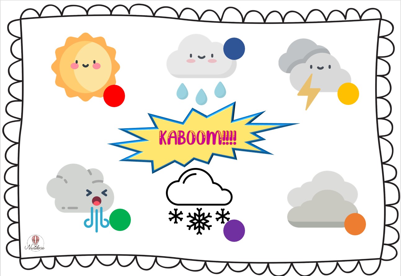 Tablero de juego Kaboom para practicar el tiempo atmosférico