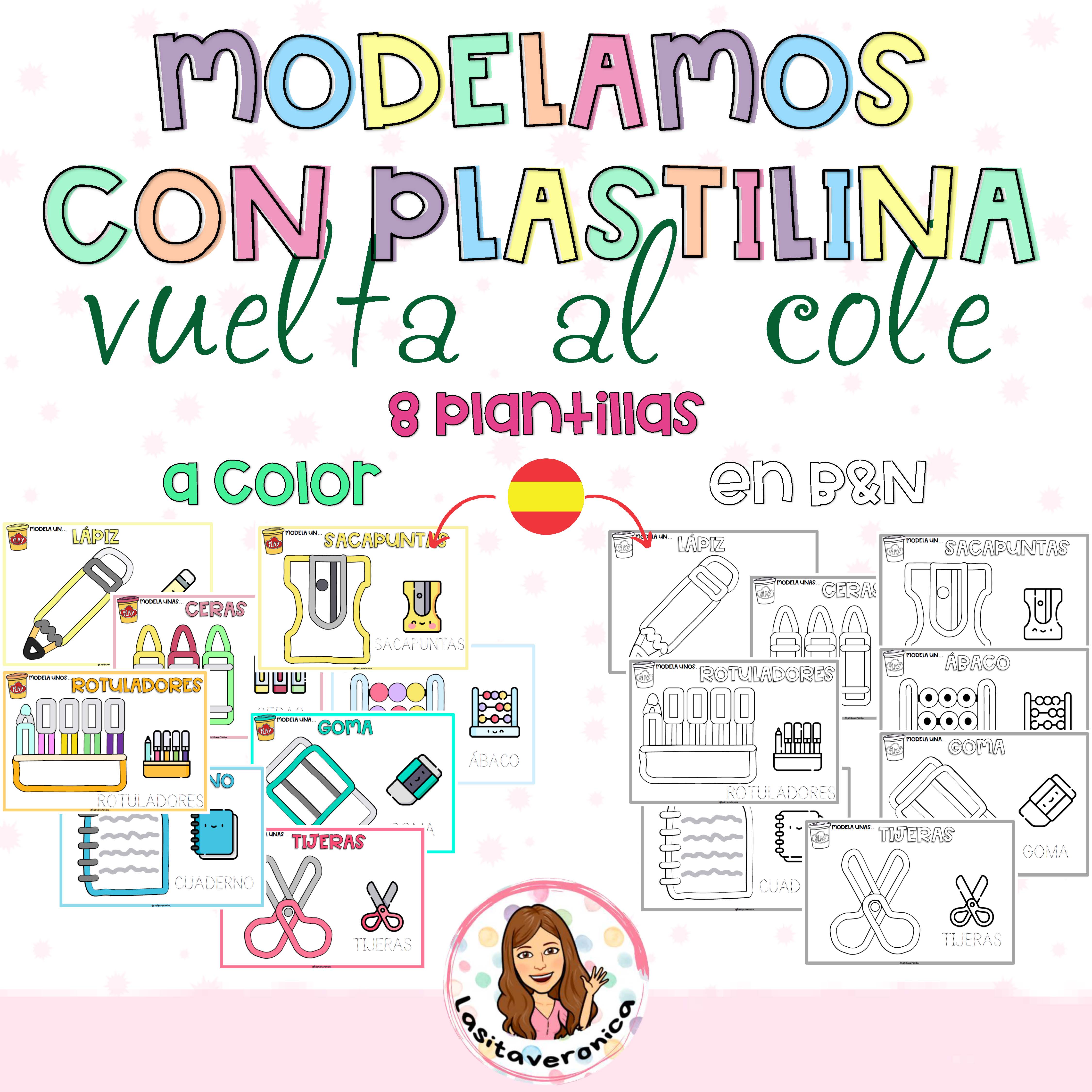 Modela con plastilina VUELTA AL COLE / Playdough mats. Play doh BACK TO SCHOOL. Morning Work. Spanish.