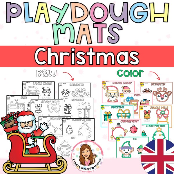 Playdough mats. Play doh CHRISTMAS. English
