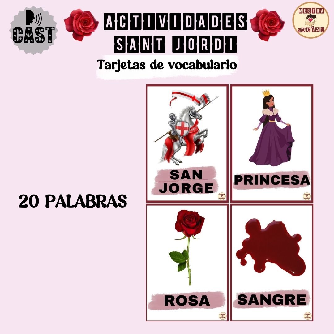 SANT JORDI/ SAN JORGE TARJETAS VOCABULARIO (FLASHCARDS)