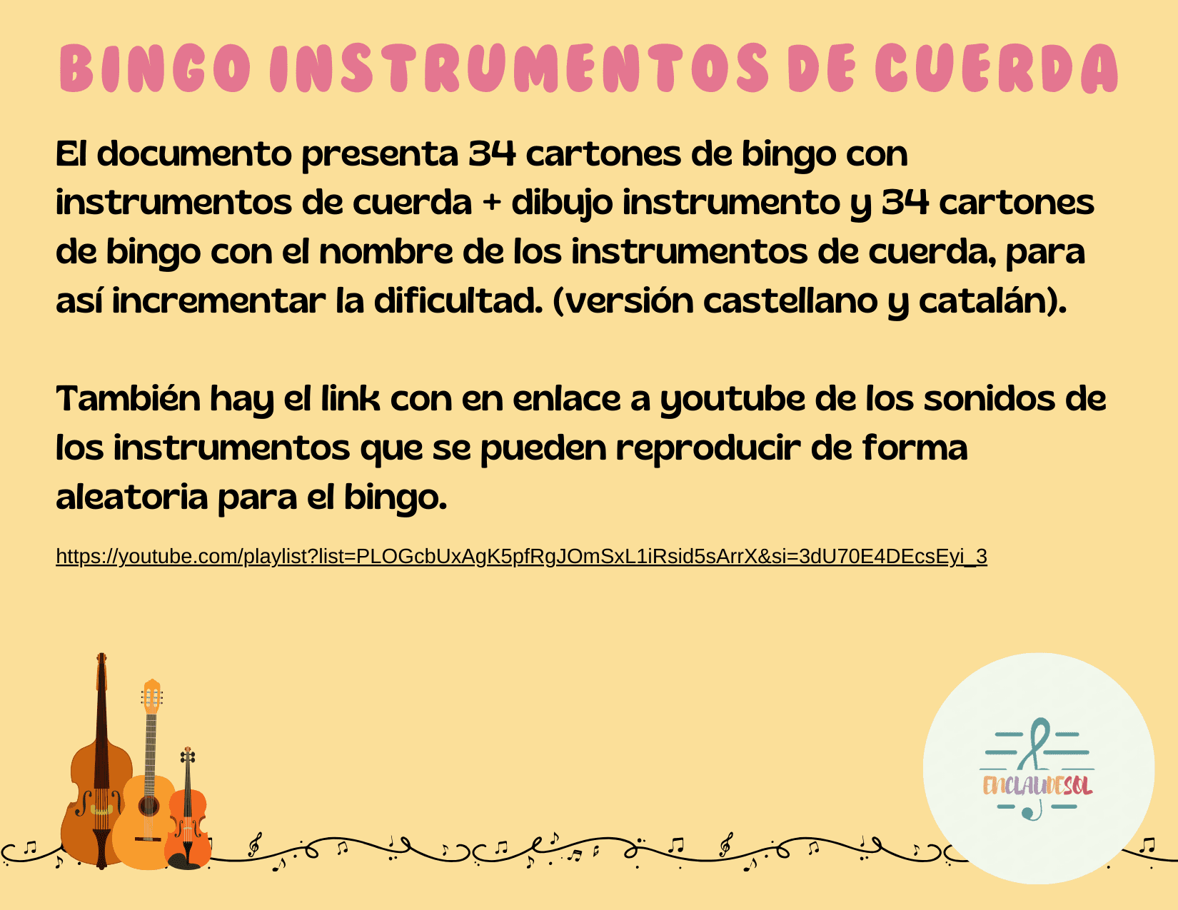 Bingo instrumentos de cuerda