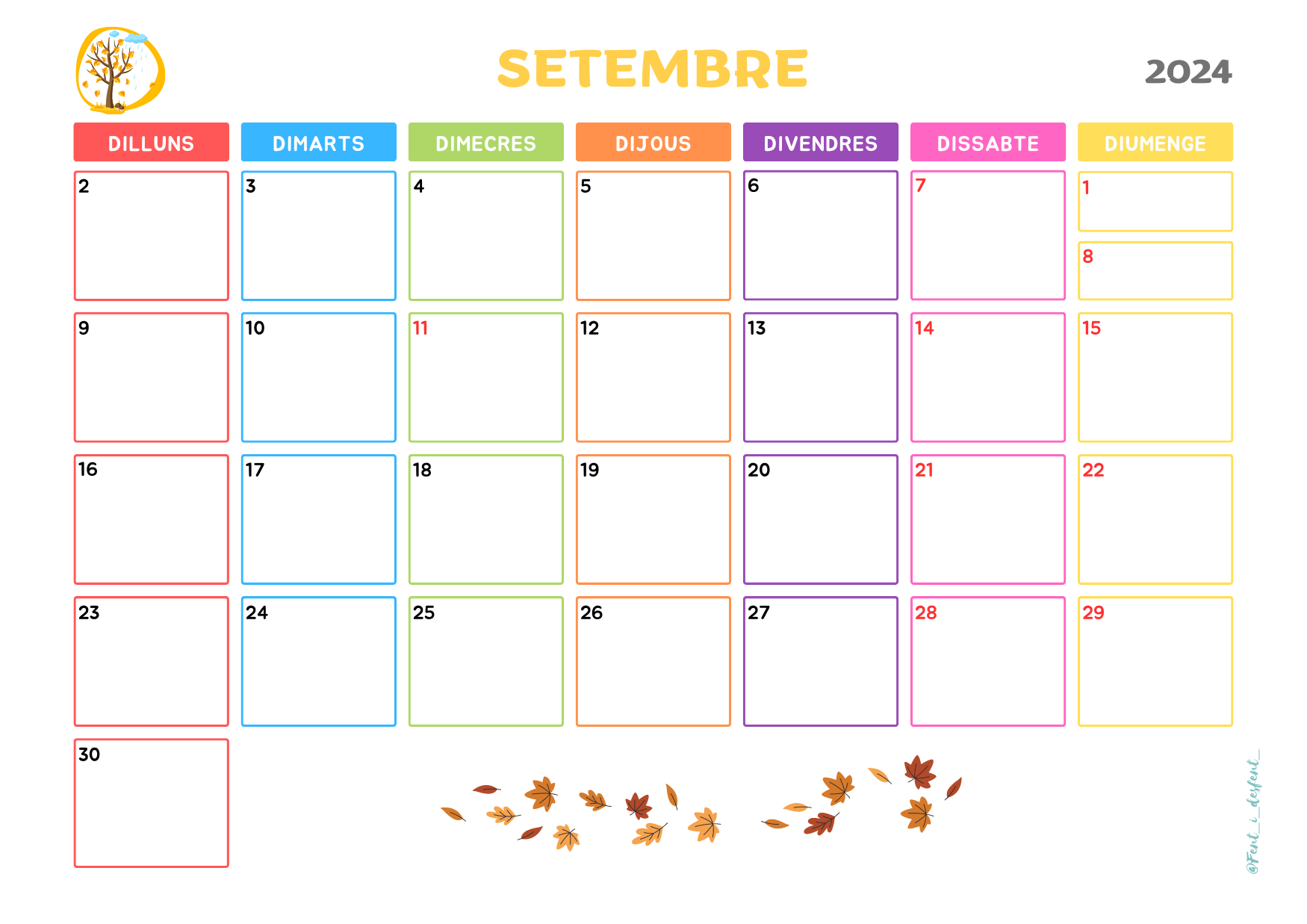 Calendari mensual curs 24/25