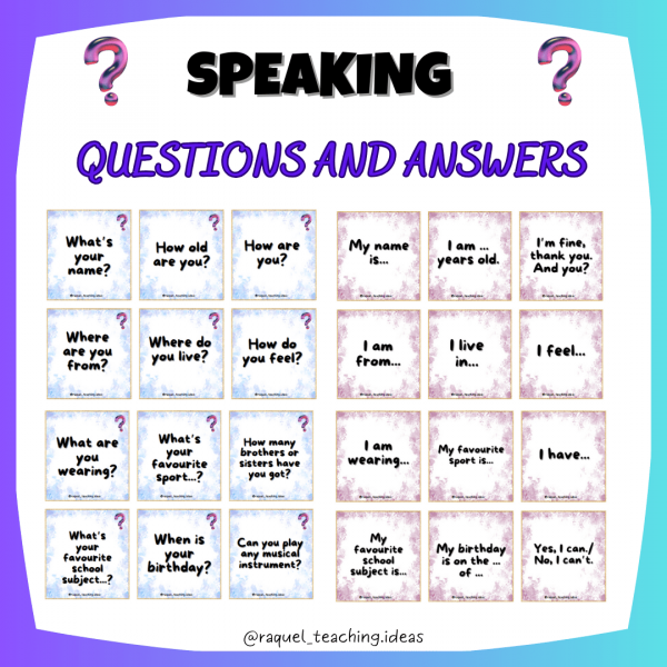 Speaking: basic questions & answers cards