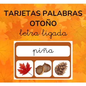 Tarjetas palabras otoño - letra ligada