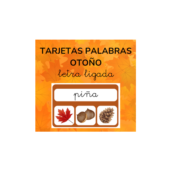 Tarjetas palabras otoño - letra ligada