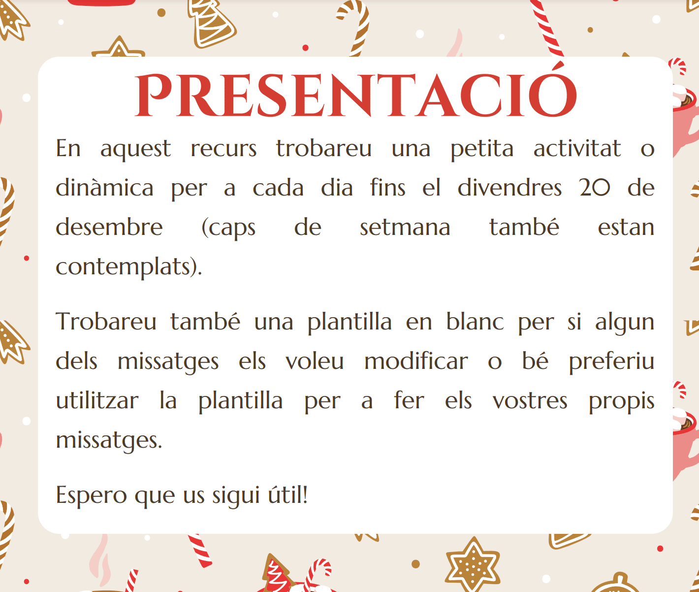 Calendari d'advent (lletra de pal)