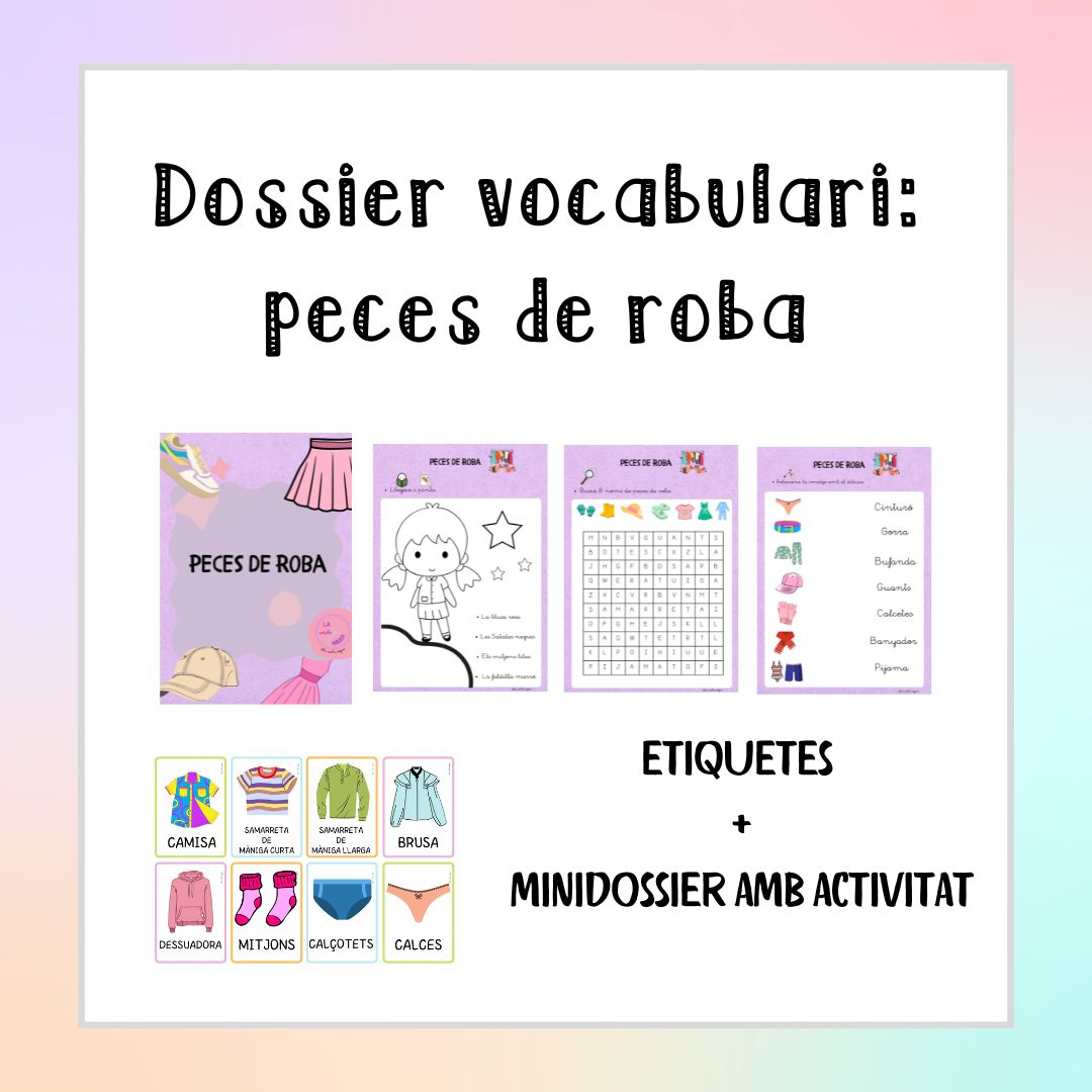 Etiquetes + Minidossier peces de roba