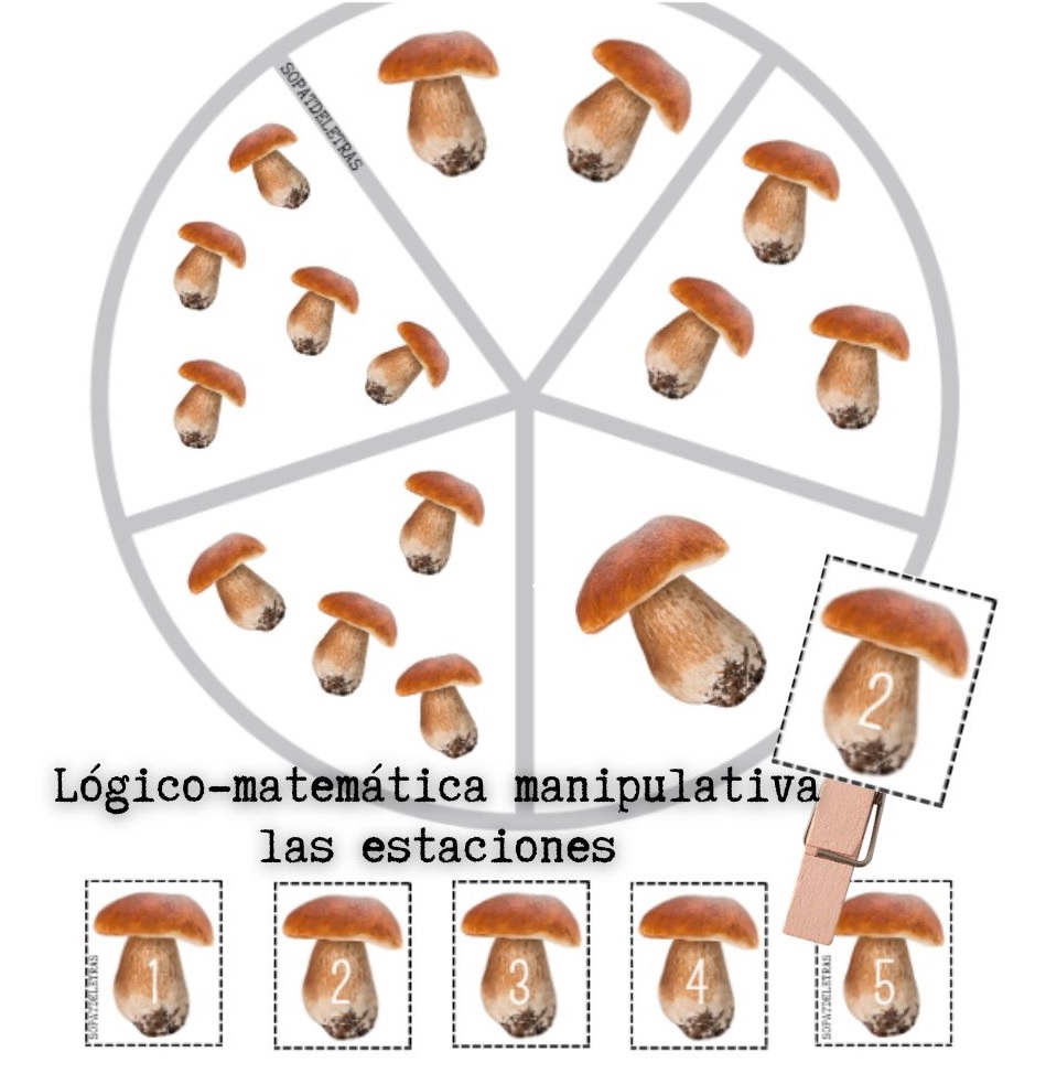 Lógico-matemática manipulativa pinzas de las estaciones