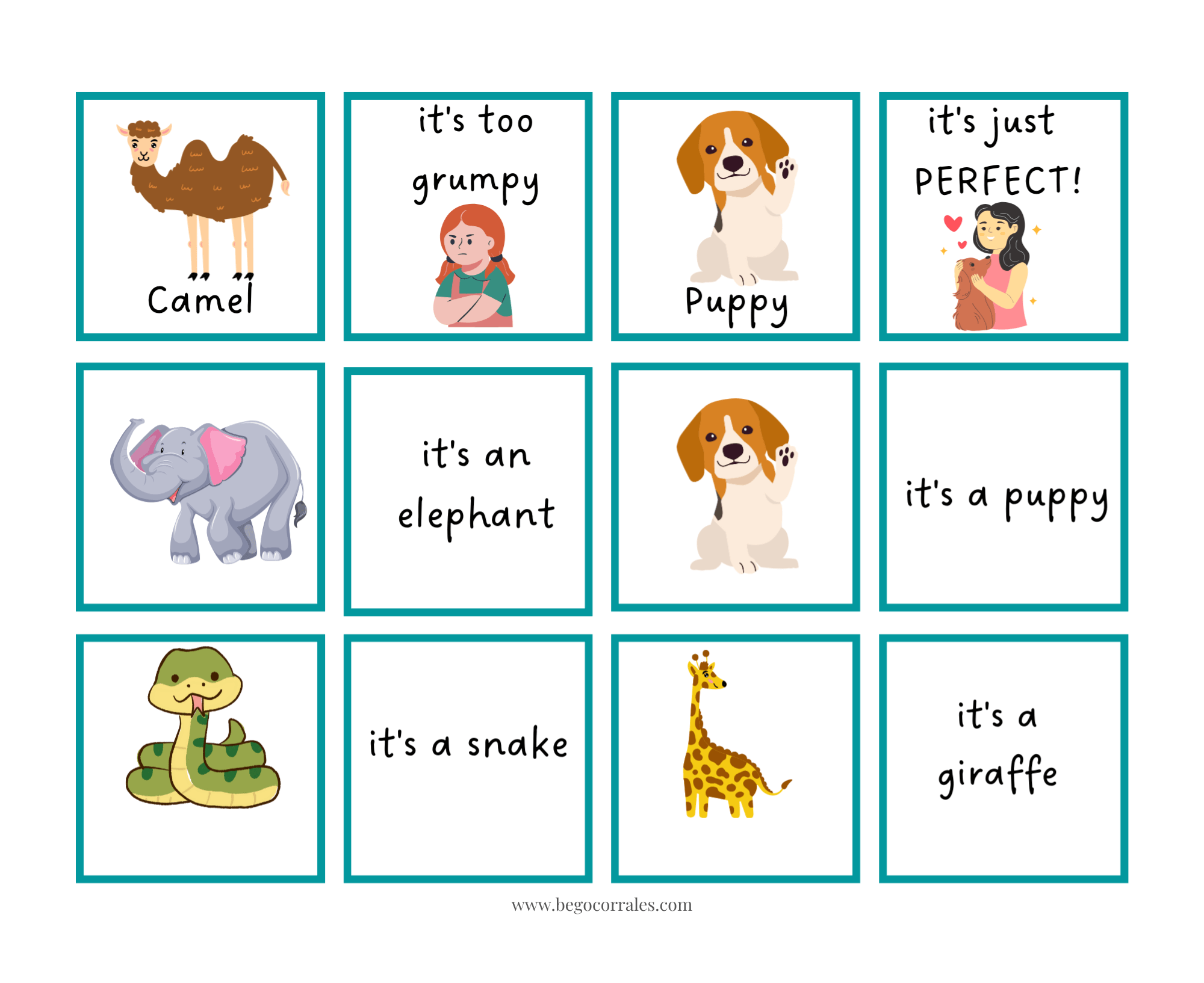 Dear zoo memory game and flashcards